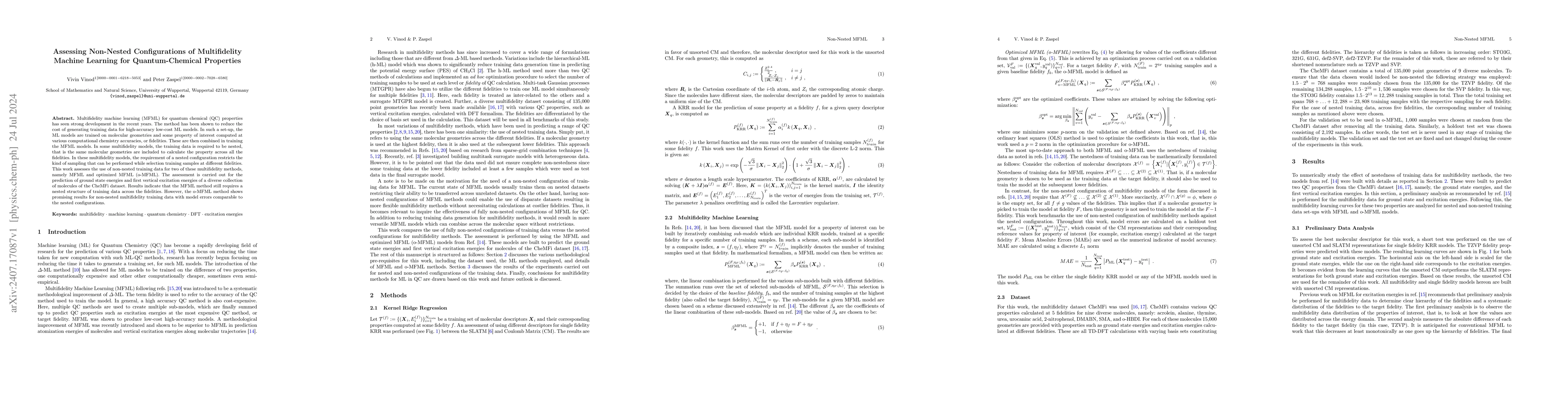 Thumbnail for Assessing Non-Nested Configurations of Multifidelity Machine Learning
  for Quantum-Chemical Properties