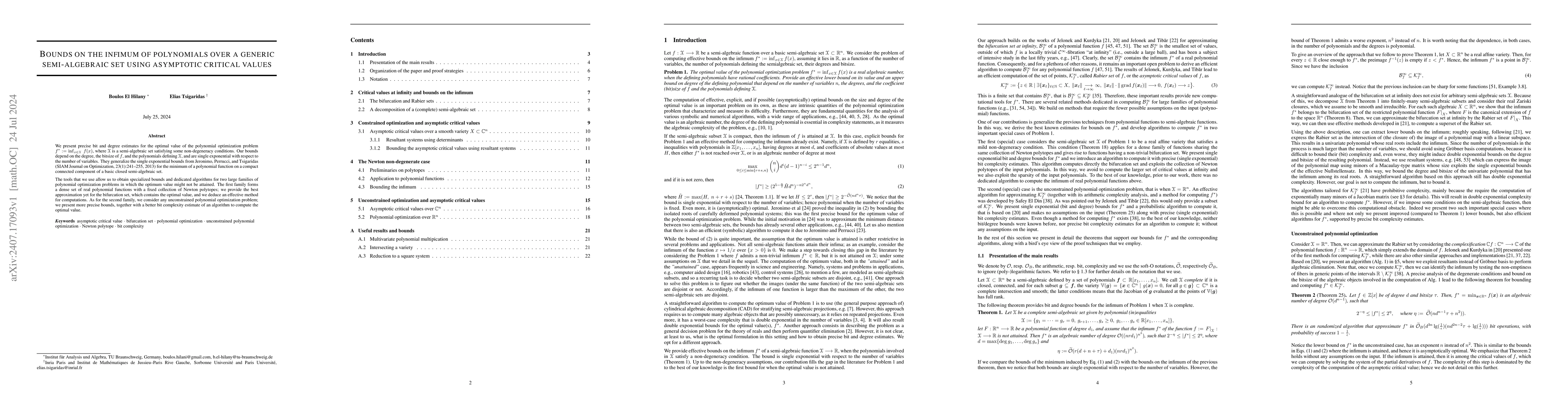 Thumbnail for Bounds on the infimum of polynomials over a generic semi-algebraic set
  using asymptotic critical values