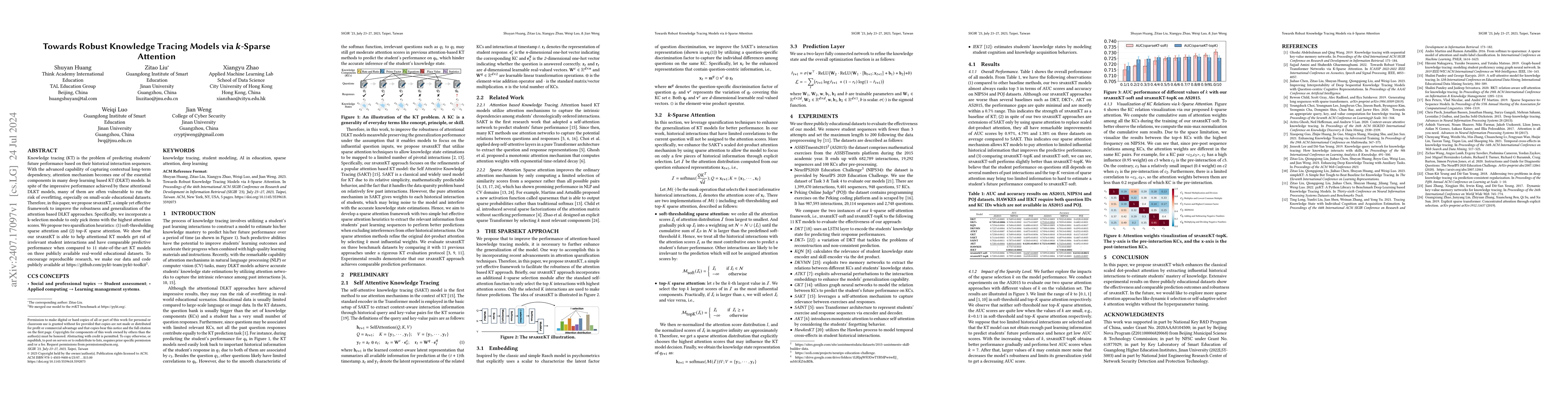 Thumbnail for Towards Robust Knowledge Tracing Models via k-Sparse Attention