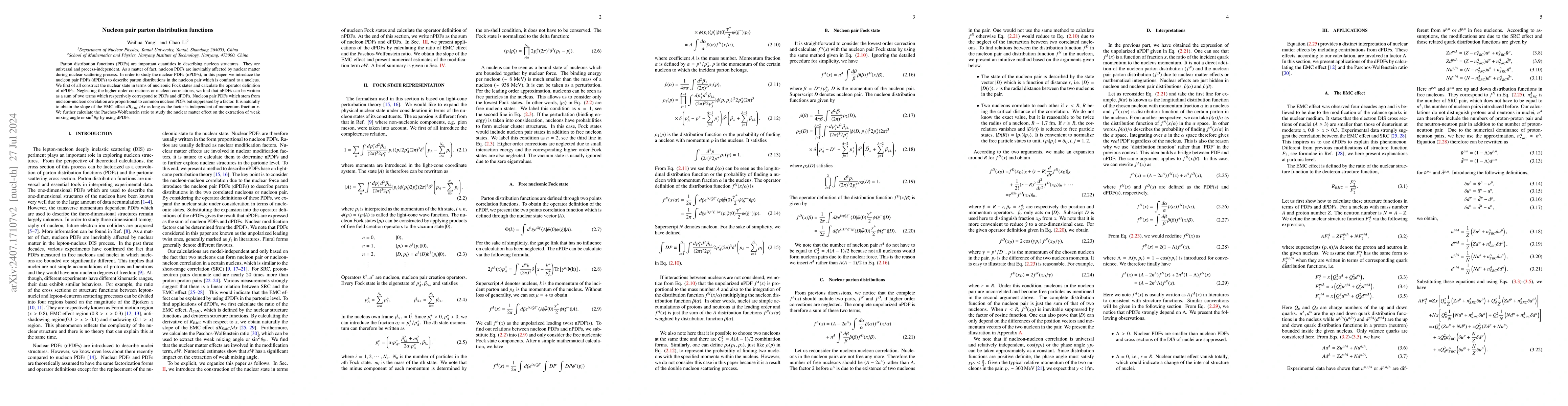 Thumbnail for Nucleon pair parton distribution functions