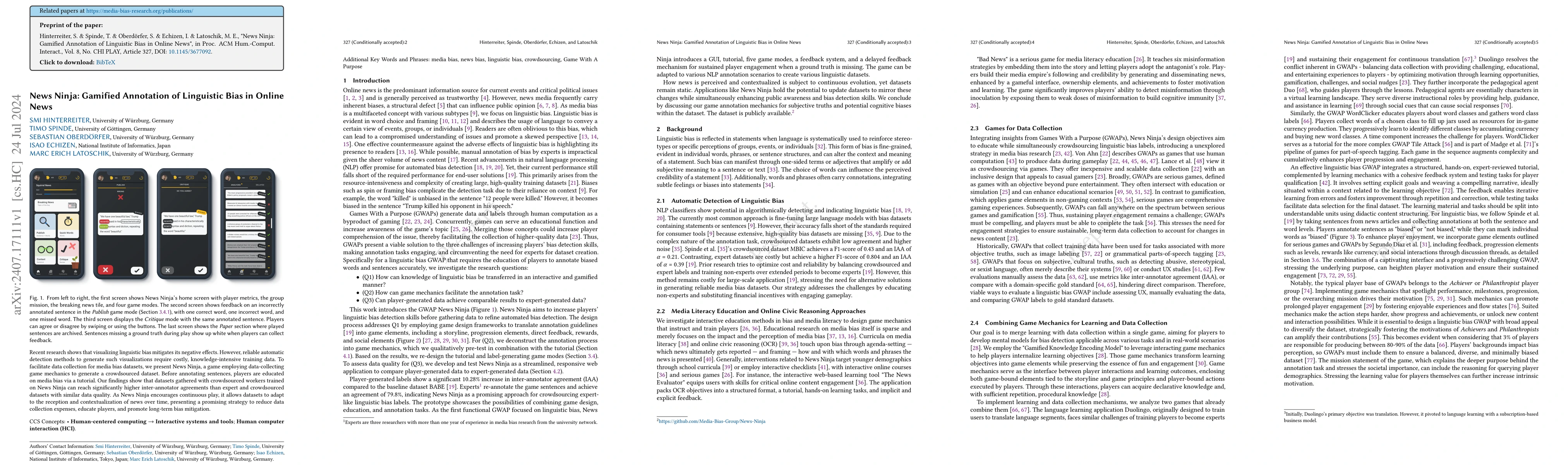 Thumbnail for News Ninja: Gamified Annotation of Linguistic Bias in Online News