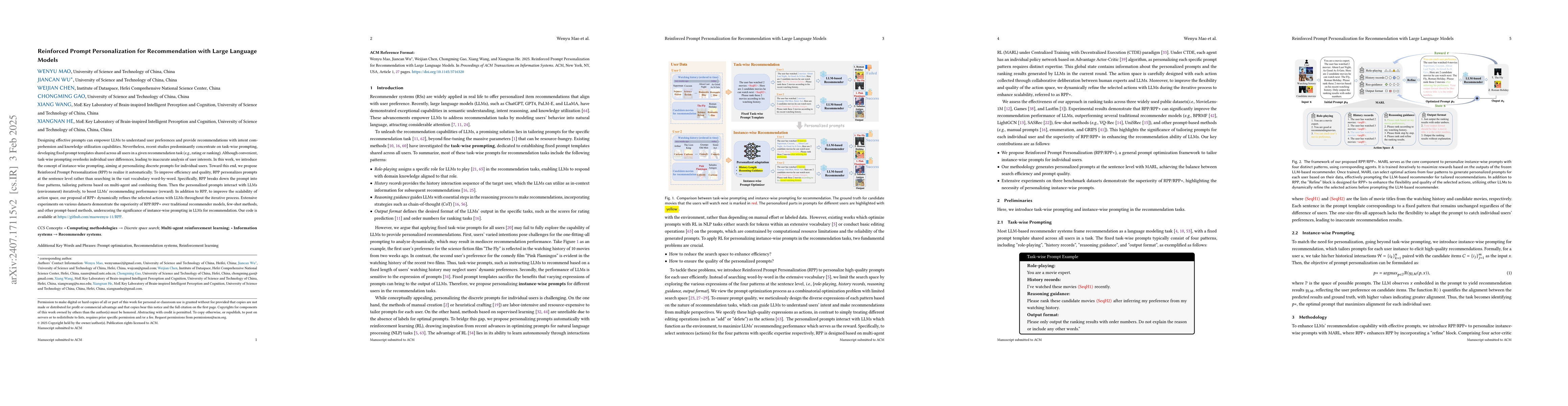Thumbnail for Reinforced Prompt Personalization for Recommendation with Large Language
  Models