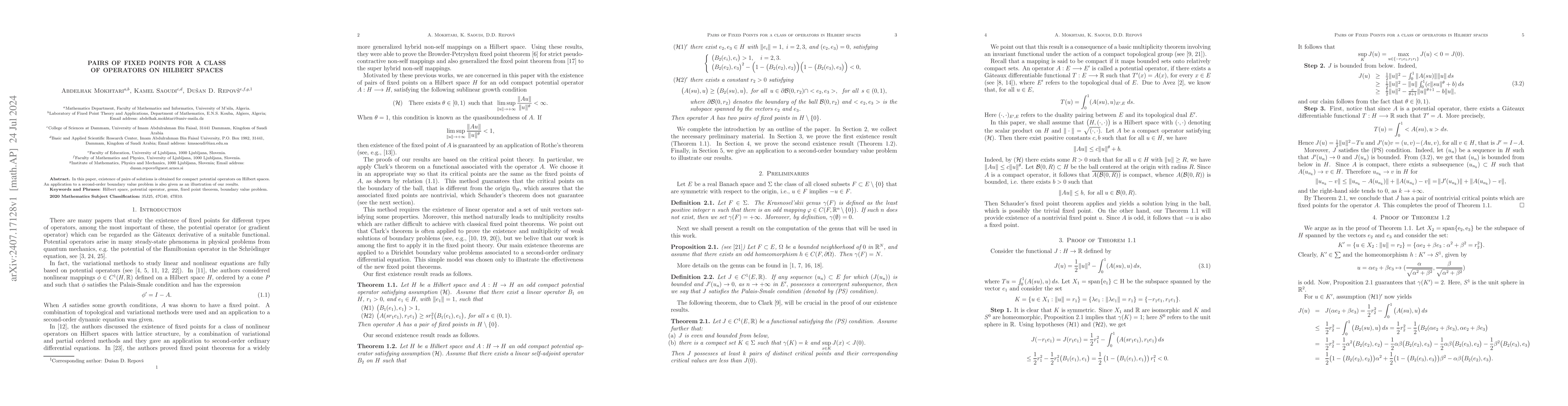 Thumbnail for Pairs of fixed points for a class of operators on Hilbert spaces
