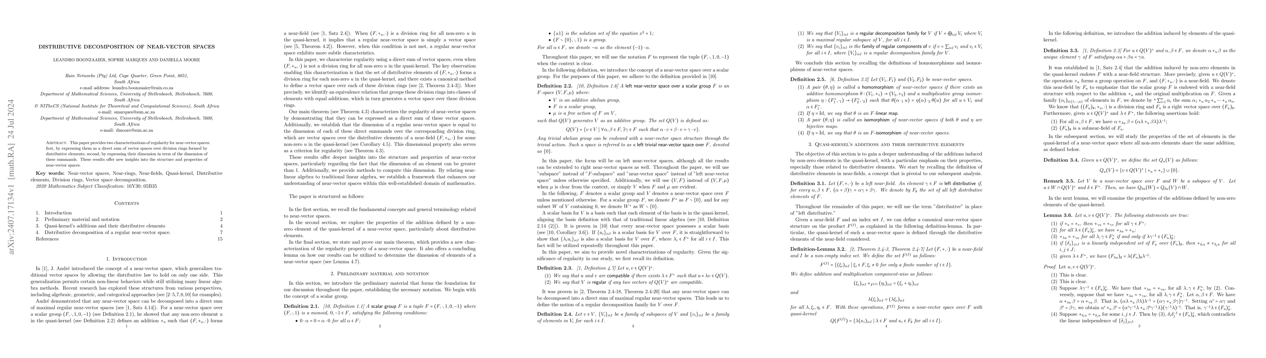 Thumbnail for Distributive decomposition of near-vector spaces