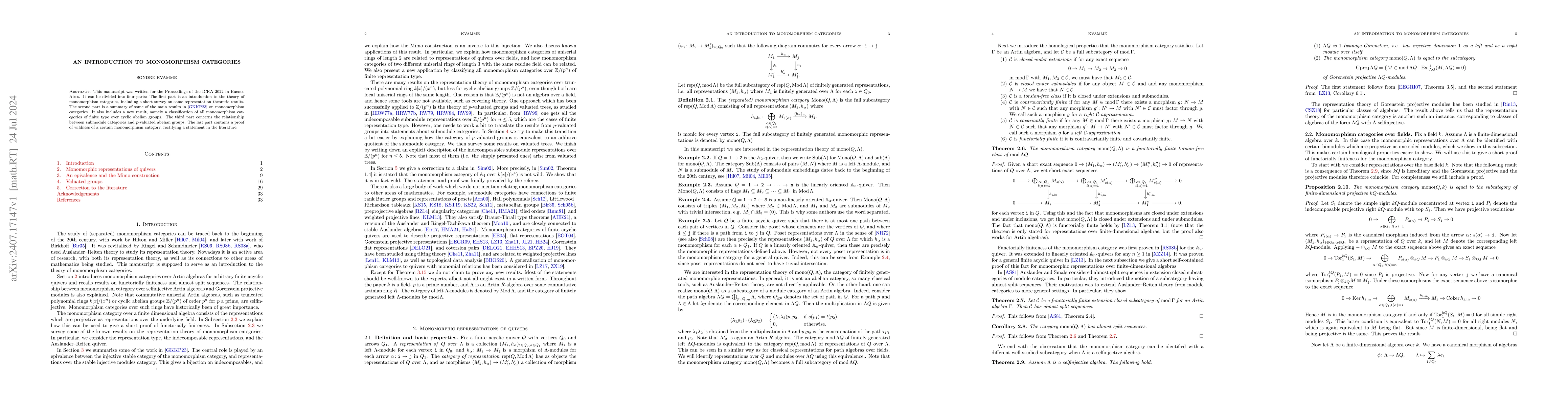 Thumbnail for An introduction to monomorphism categories