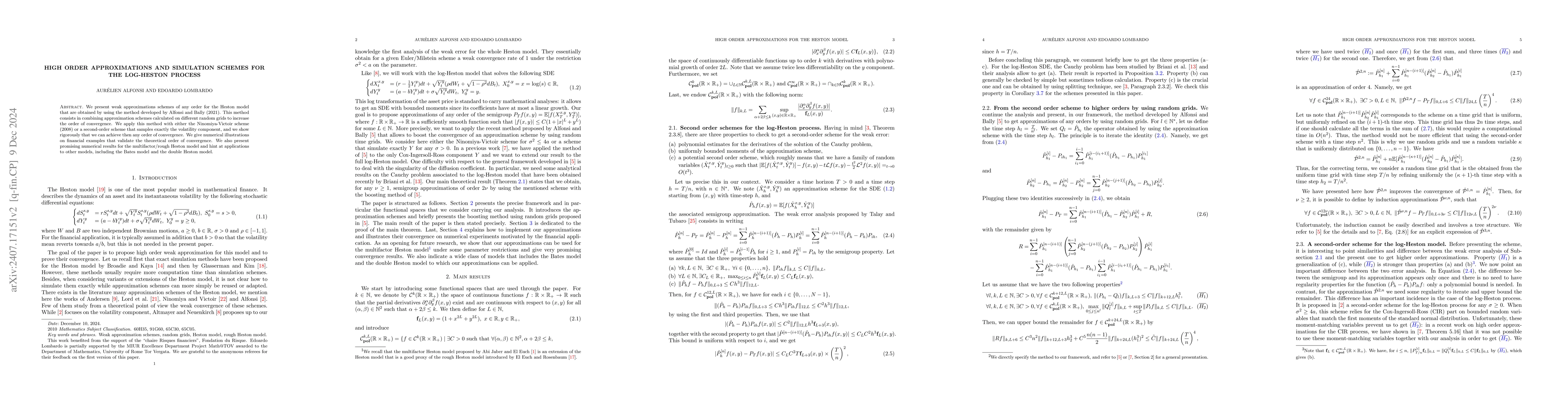 Thumbnail for High order approximations and simulation schemes for the log-Heston
  process