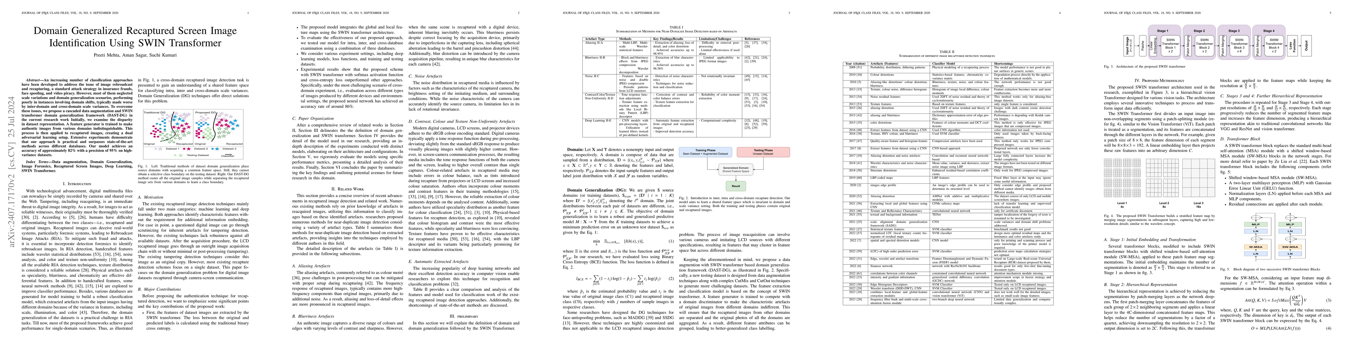Thumbnail for Domain Generalized Recaptured Screen Image Identification Using SWIN
  Transformer