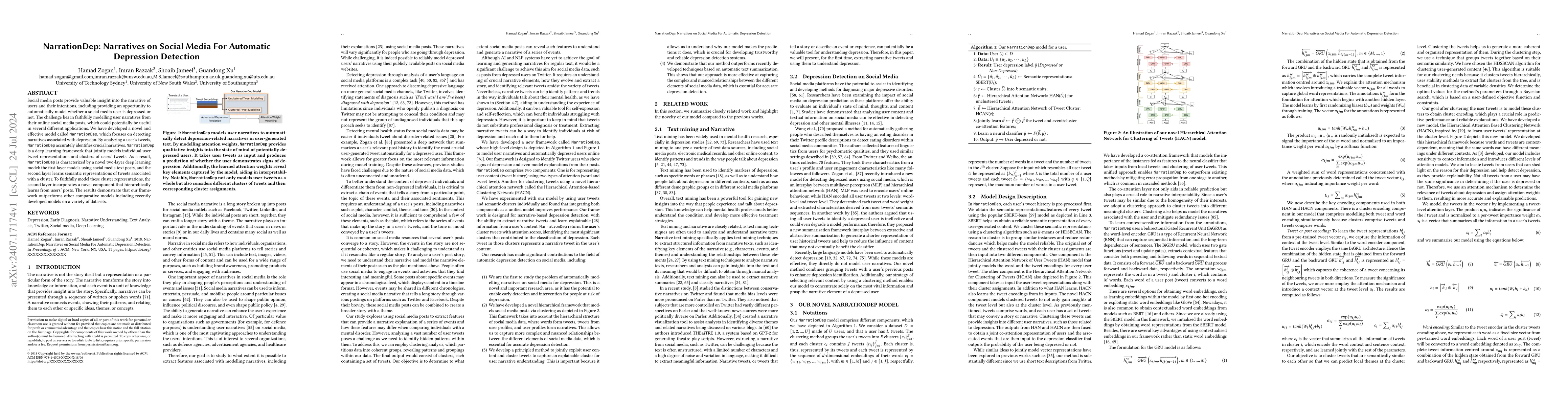 Thumbnail for NarrationDep: Narratives on Social Media For Automatic Depression
  Detection