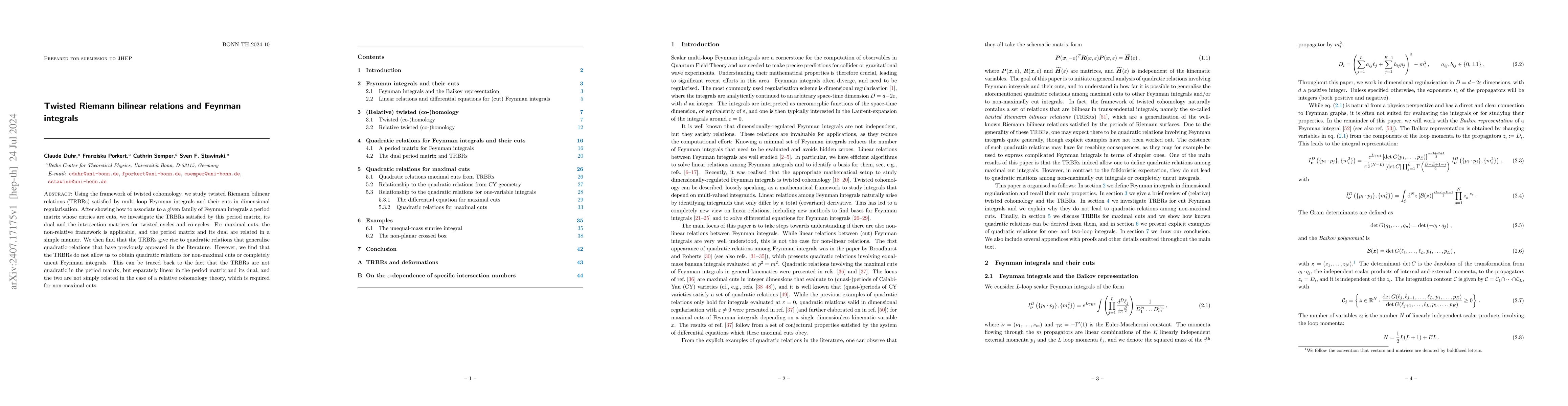 Thumbnail for Twisted Riemann bilinear relations and Feynman integrals