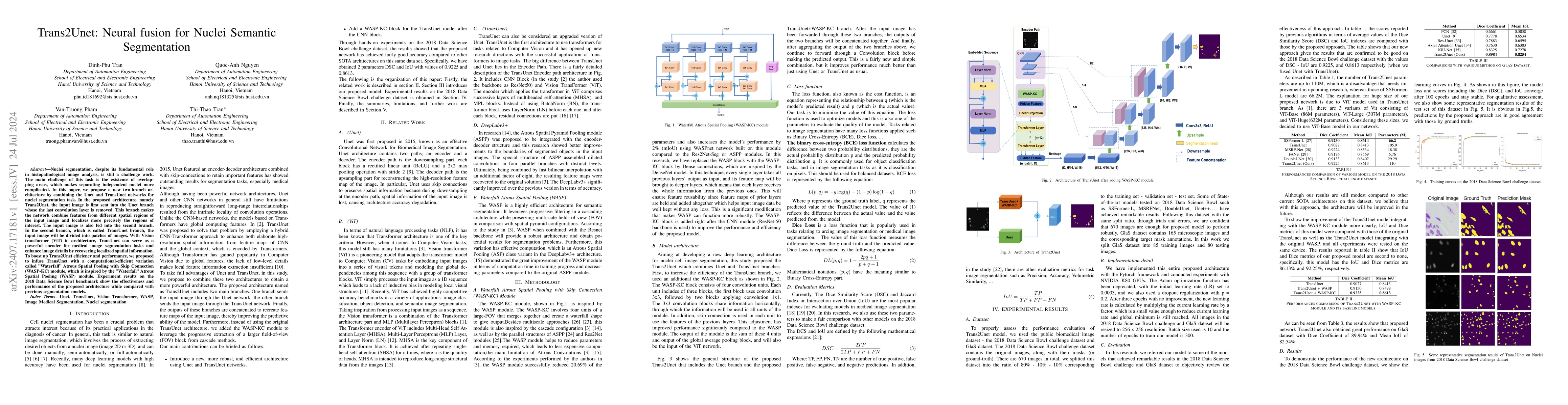 Thumbnail for Trans2Unet: Neural fusion for Nuclei Semantic Segmentation