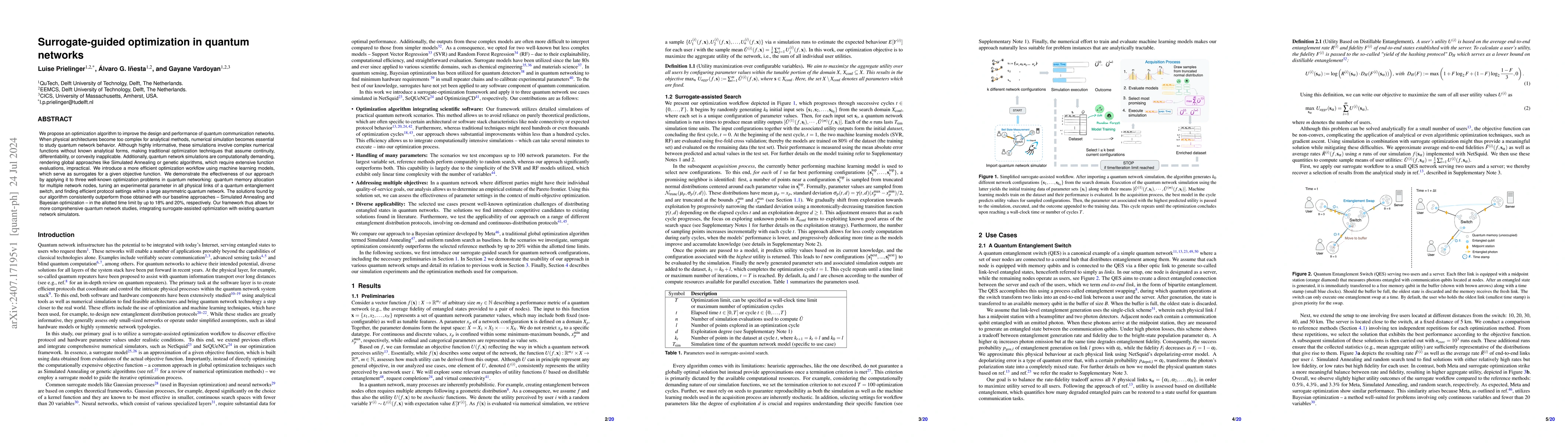 Thumbnail for Surrogate-guided optimization in quantum networks