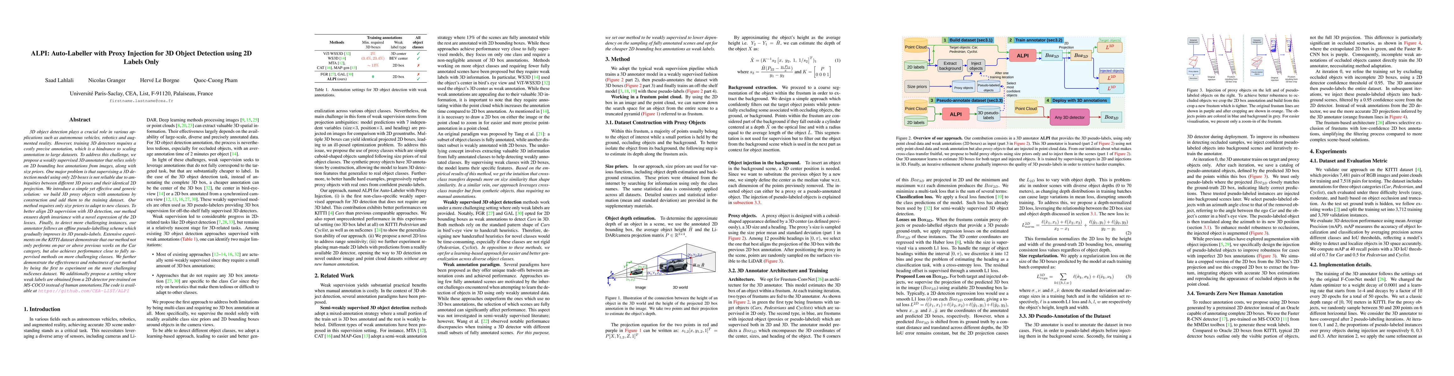 Thumbnail for ALPI: Auto-Labeller with Proxy Injection for 3D Object Detection using
  2D Labels Only