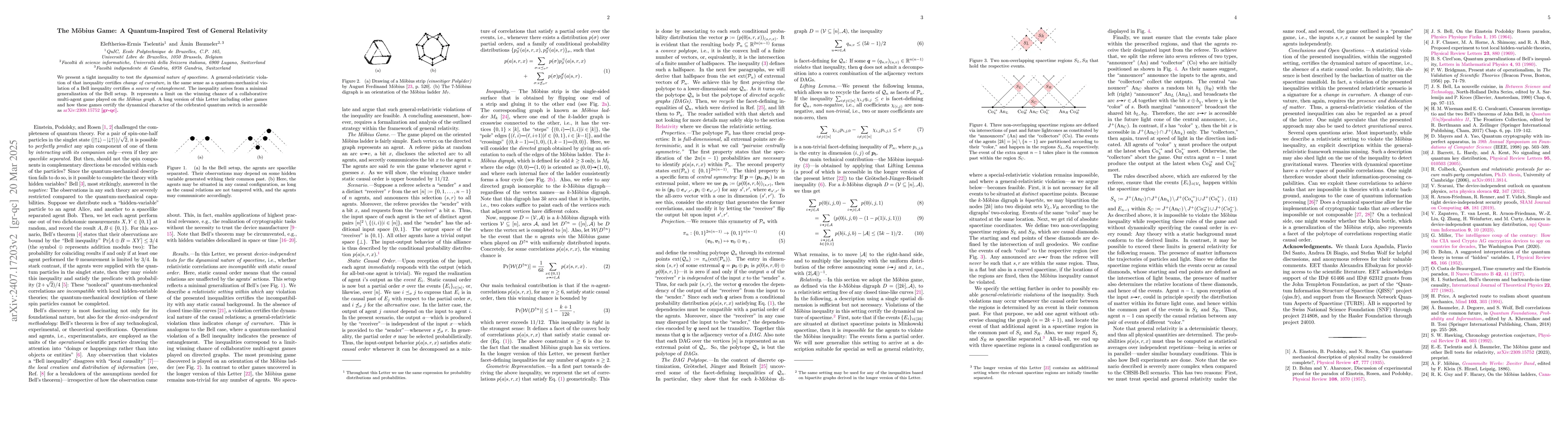 Thumbnail for The Möbius Game: A Quantum-Inspired Test of General Relativity