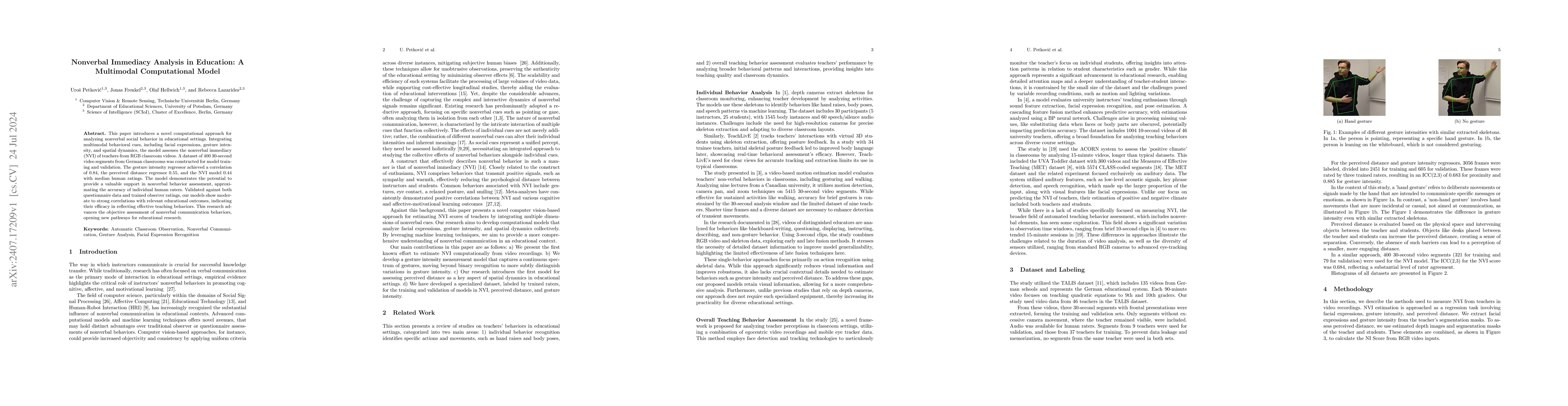 Thumbnail for Nonverbal Immediacy Analysis in Education: A Multimodal Computational
  Model