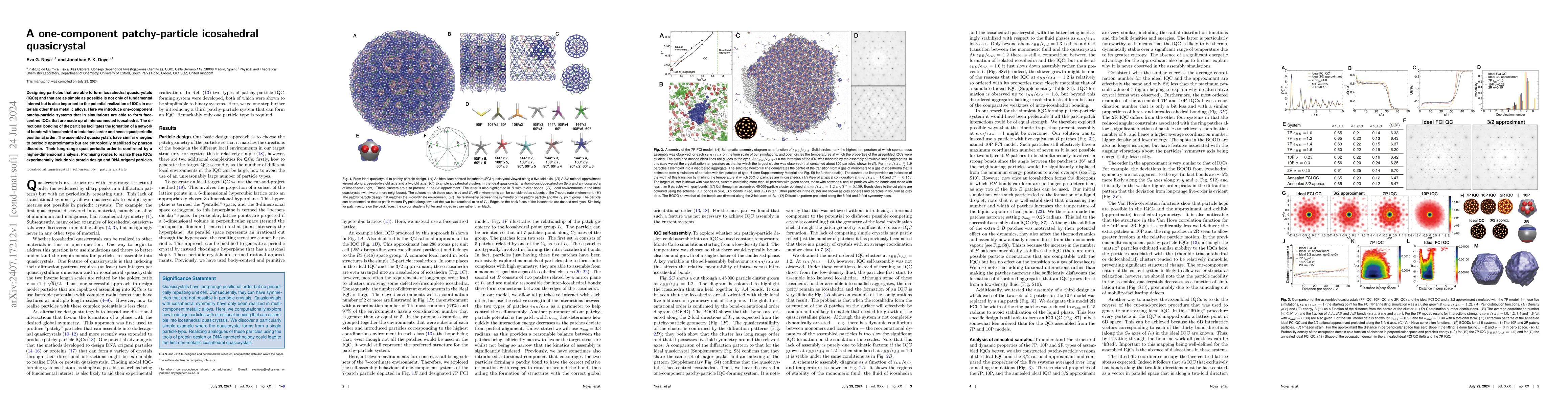 Thumbnail for A one-component patchy-particle icosahedral quasicrystal