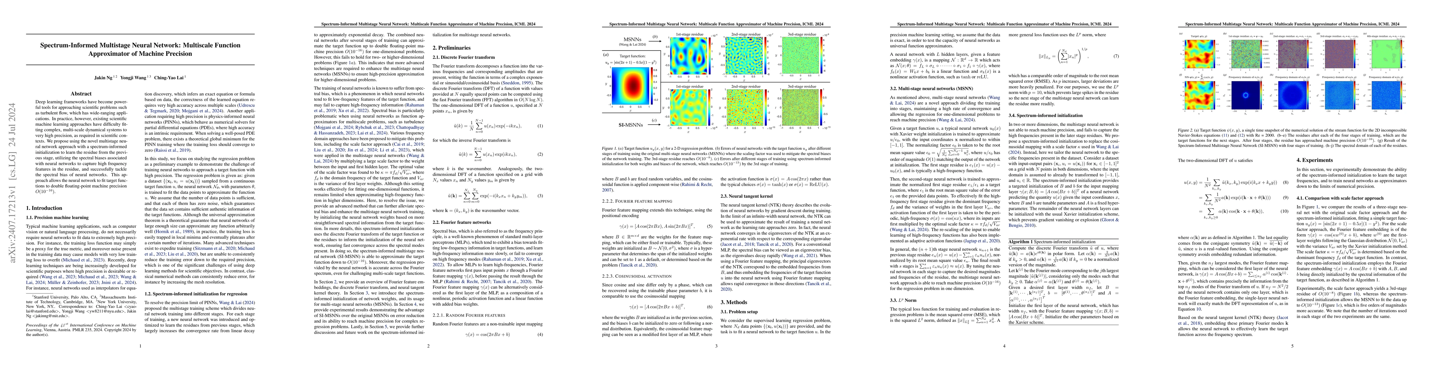 Thumbnail for Spectrum-Informed Multistage Neural Networks: Multiscale Function
  Approximators of Machine Precision