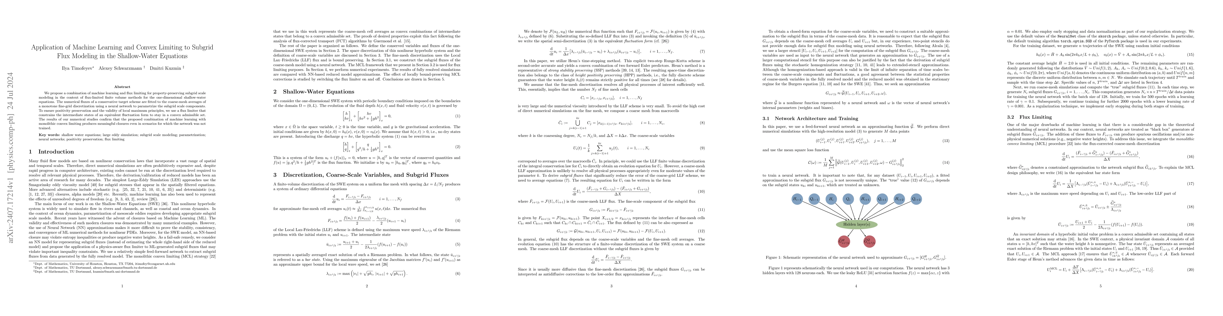 Thumbnail for Application of Machine Learning and Convex Limiting to Subgrid Flux
  Modeling in the Shallow-Water Equations