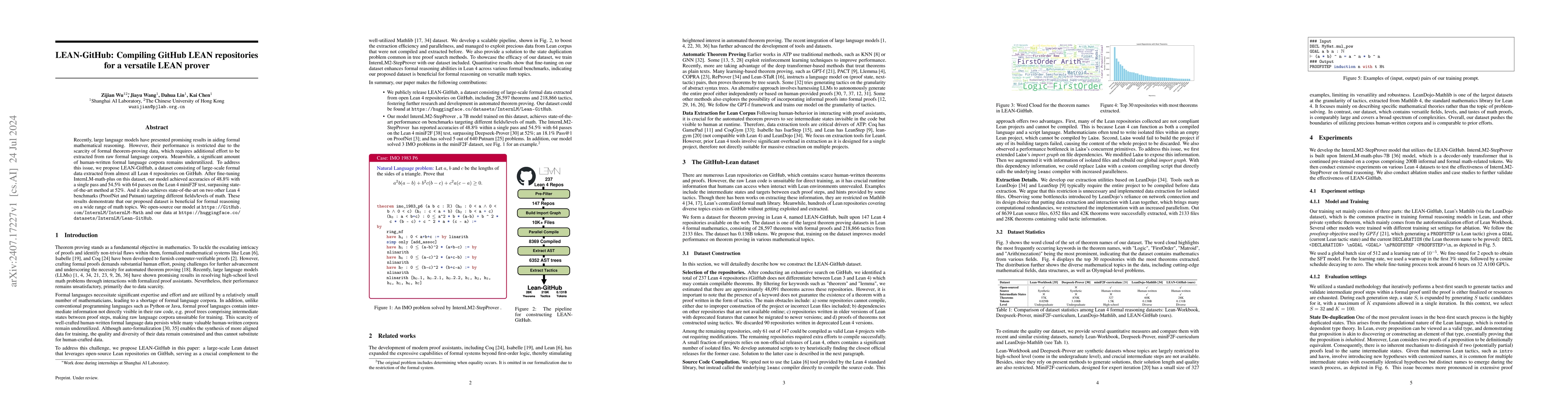 Thumbnail for LEAN-GitHub: Compiling GitHub LEAN repositories for a versatile LEAN
  prover