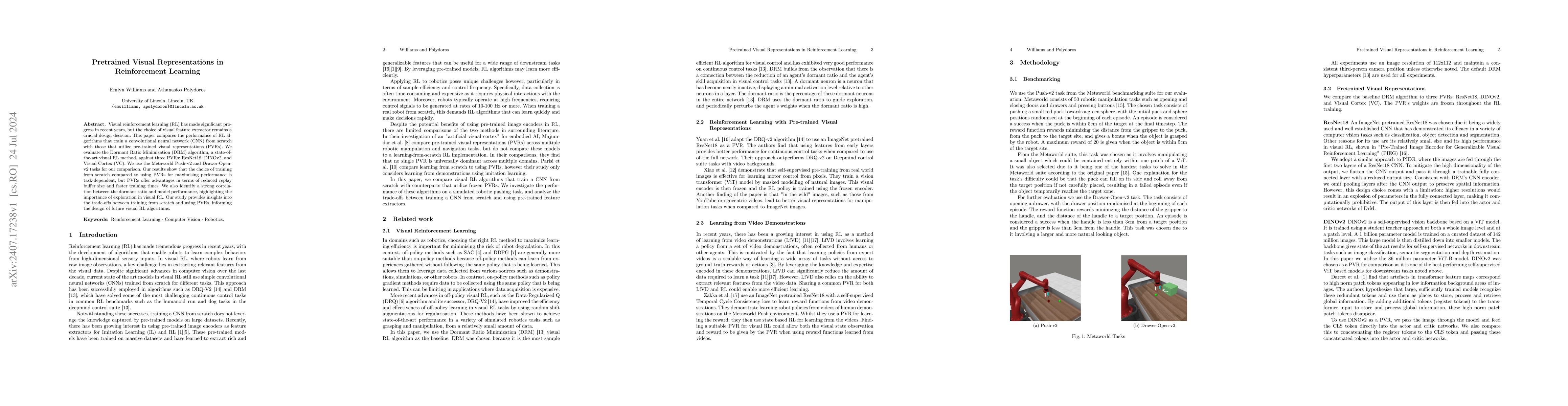Thumbnail for Pretrained Visual Representations in Reinforcement Learning