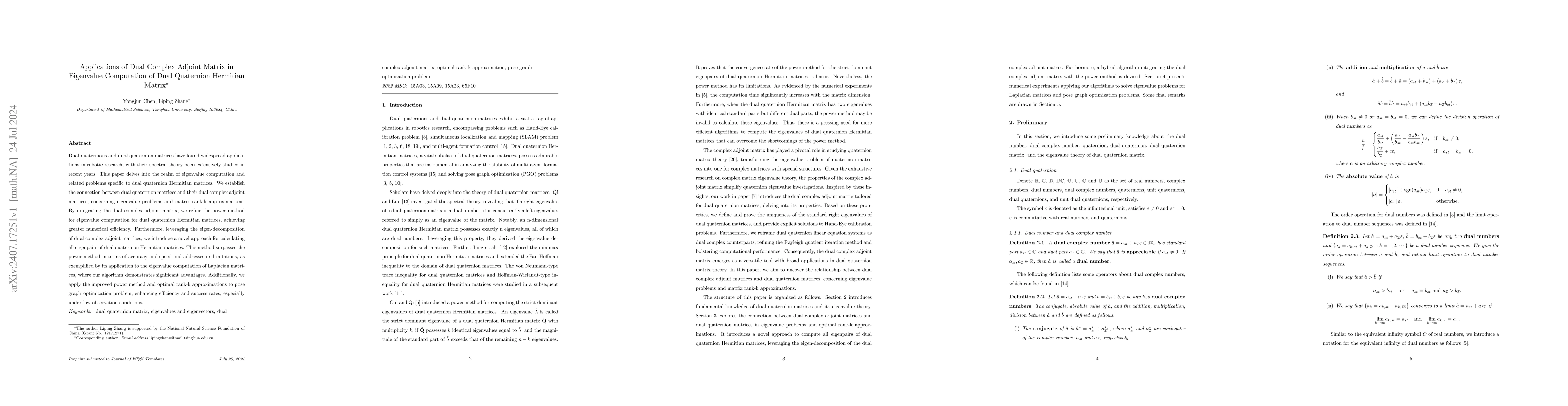 Thumbnail for Applications of Dual Complex Adjoint Matrix in Eigenvalue Computation of
  Dual Quaternion Hermitian Matrix