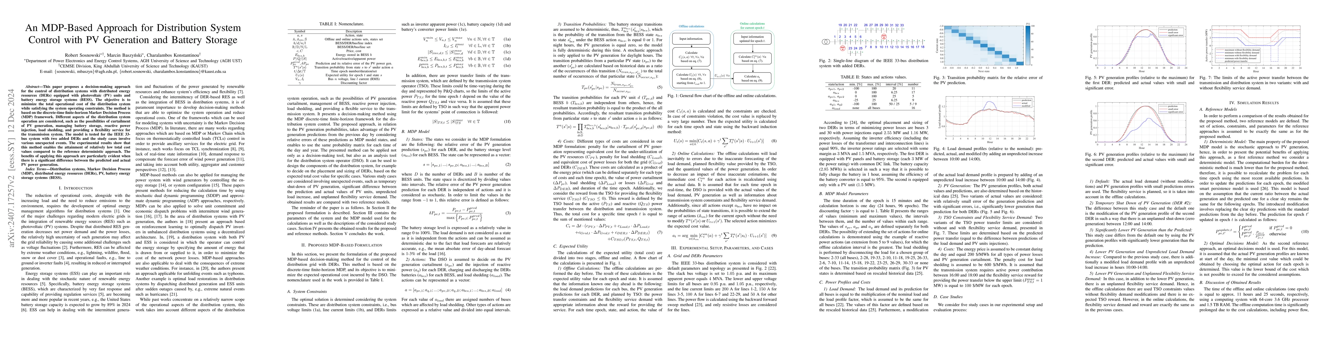 Thumbnail for An MDP-Based Approach for Distribution System Control with PV Generation
  and Battery Storage