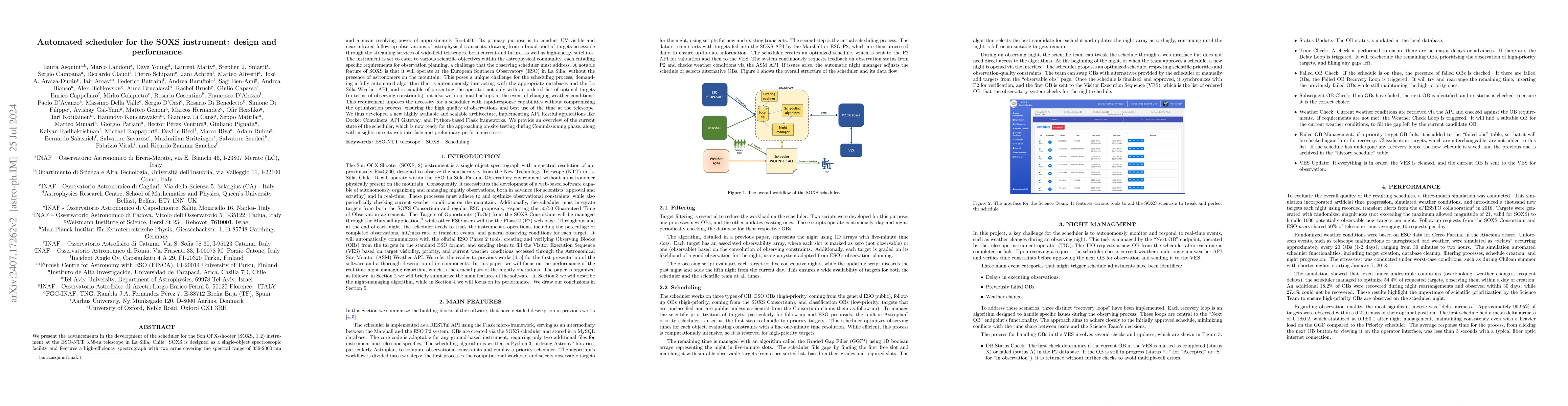 Thumbnail for Automated scheduler for the SOXS instrument: design and performance