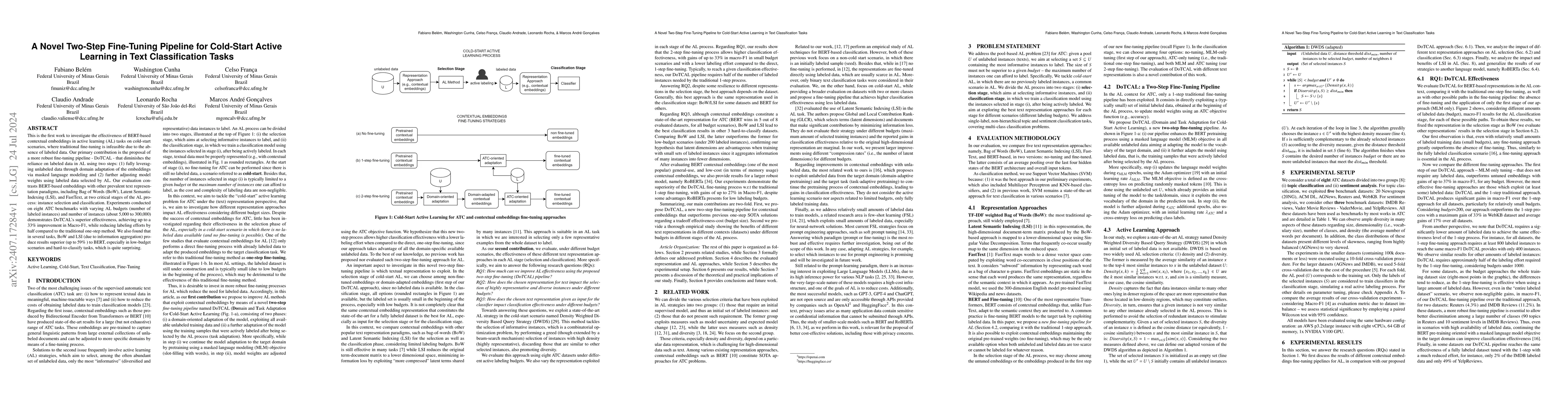 Thumbnail for A Novel Two-Step Fine-Tuning Pipeline for Cold-Start Active Learning in
  Text Classification Tasks
