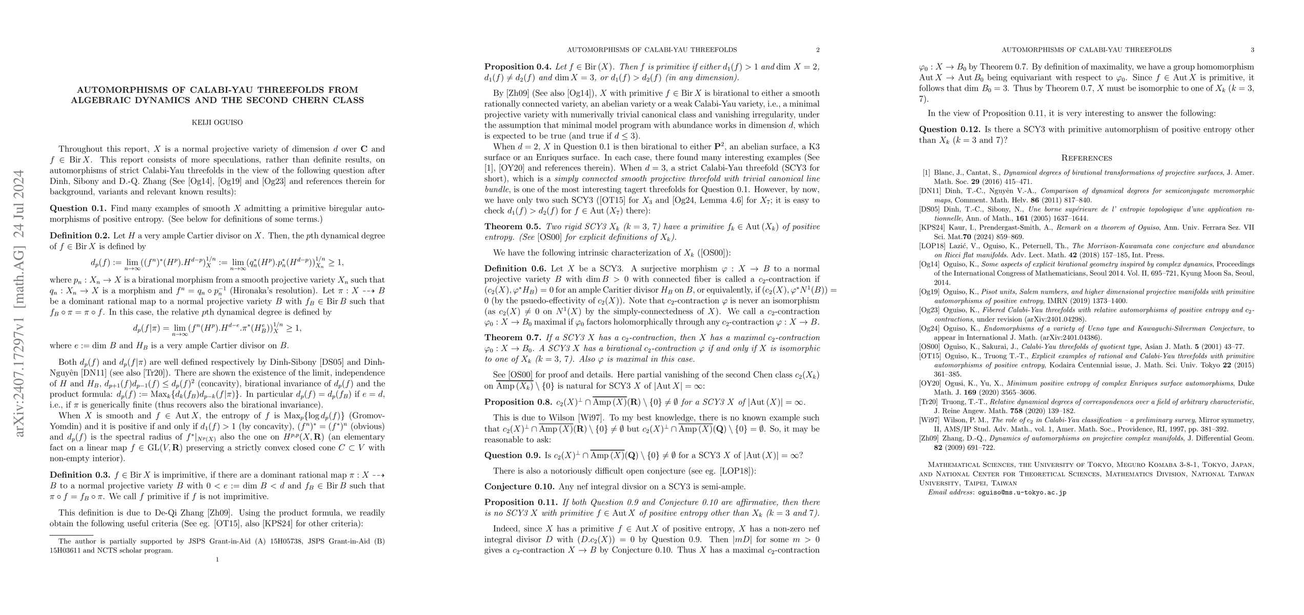 Thumbnail for Automorphisms of Calabi-Yau threefolds from algebraic dynamics and the
  second Chern class