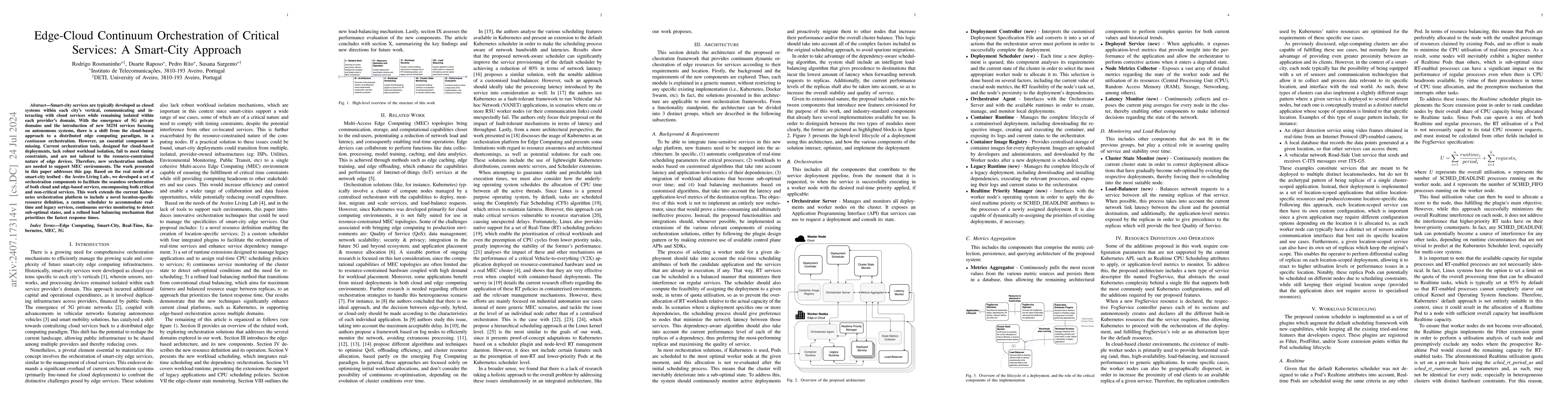 Thumbnail for Edge-Cloud Continuum Orchestration of Critical Services: A Smart-City
  Approach