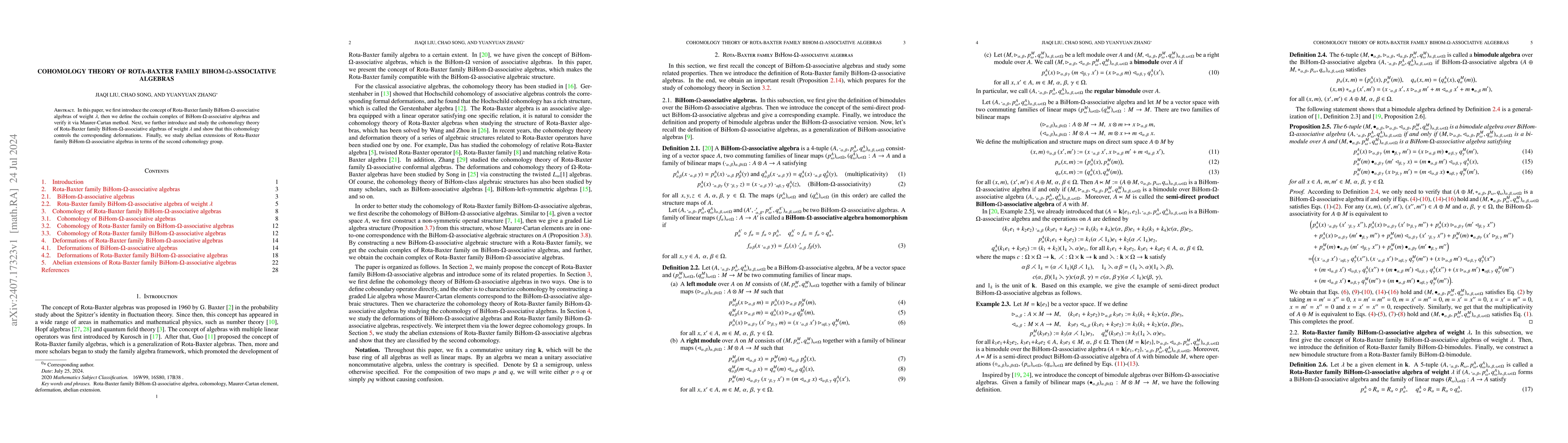 Thumbnail for Cohomology theory of Rota-Baxter family BiHom-$Ω$-associative
  algebras