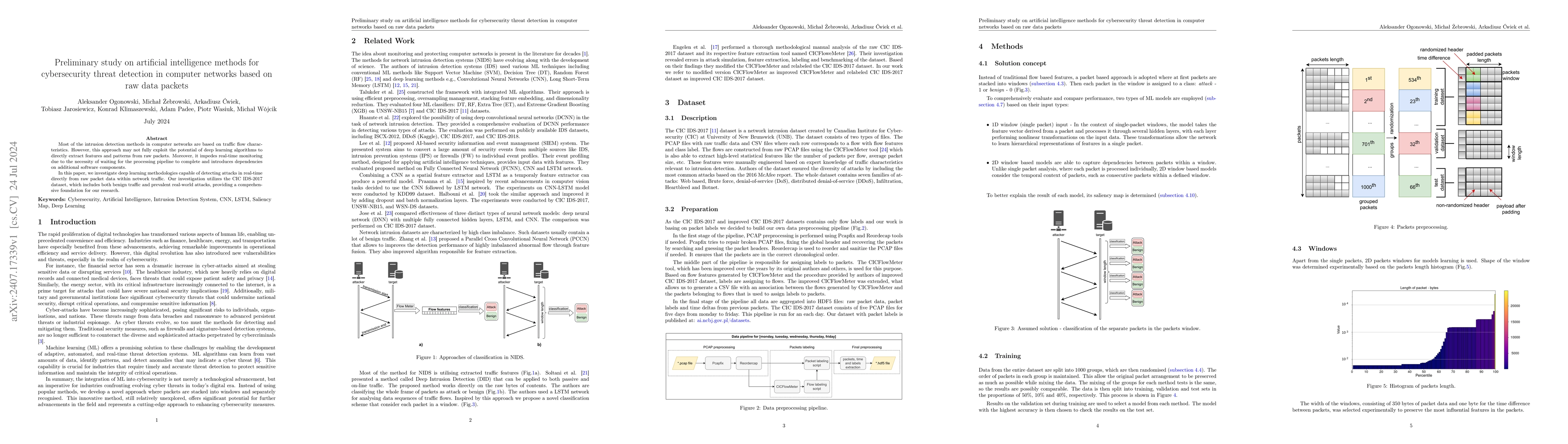 Thumbnail for Preliminary study on artificial intelligence methods for cybersecurity
  threat detection in computer networks based on raw data packets