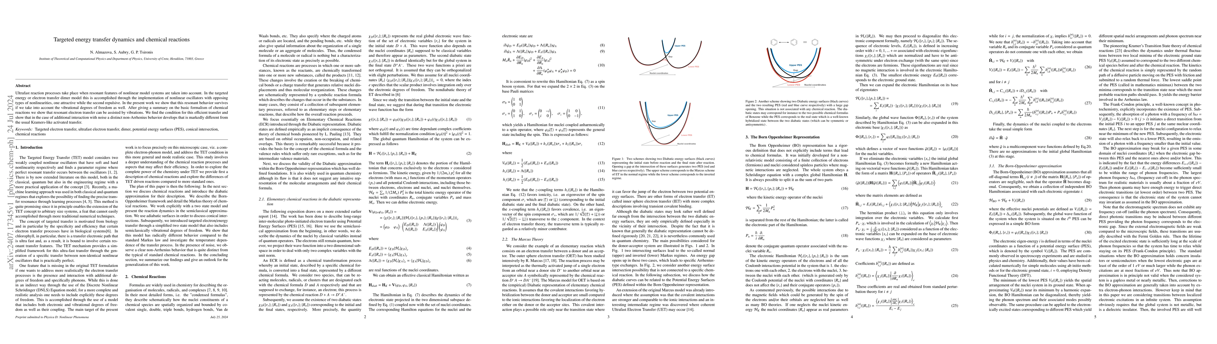 Thumbnail for Targeted energy transfer dynamics and chemical reactions