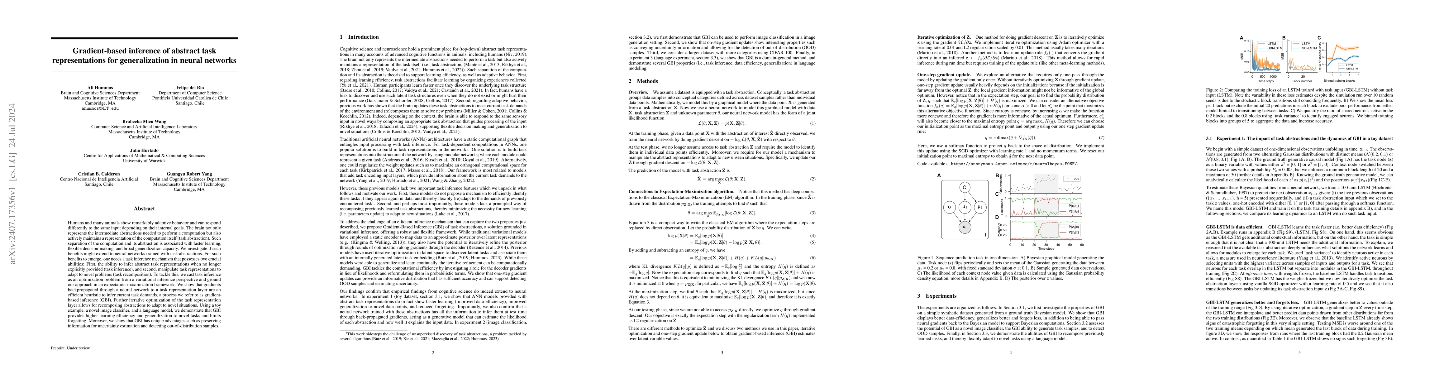 Thumbnail for Gradient-based inference of abstract task representations for
  generalization in neural networks
