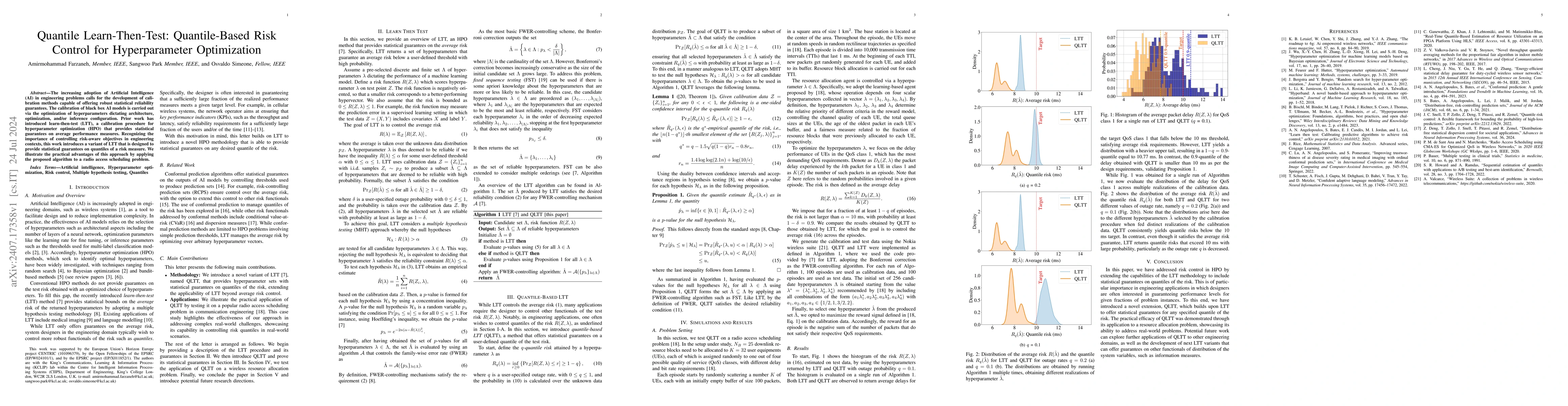 Thumbnail for Quantile Learn-Then-Test: Quantile-Based Risk Control for Hyperparameter
  Optimization