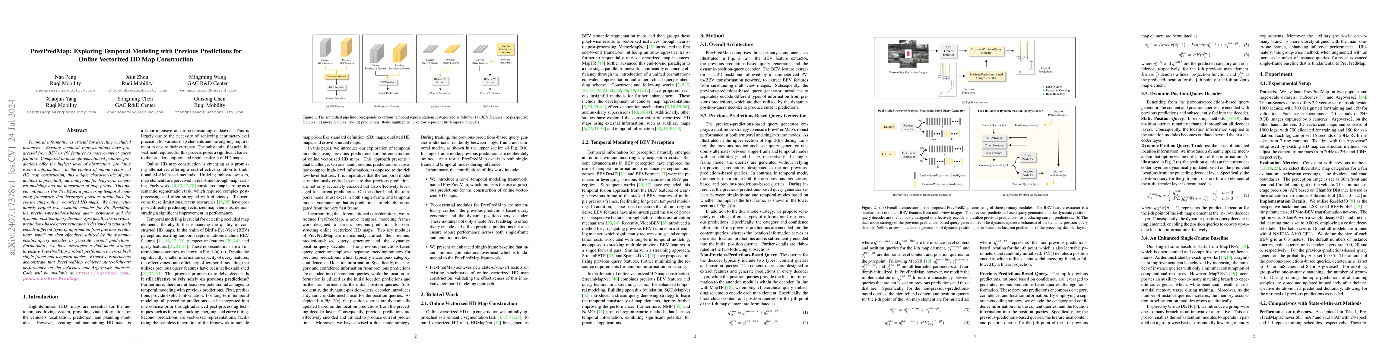 Thumbnail for PrevPredMap: Exploring Temporal Modeling with Previous Predictions for
  Online Vectorized HD Map Construction