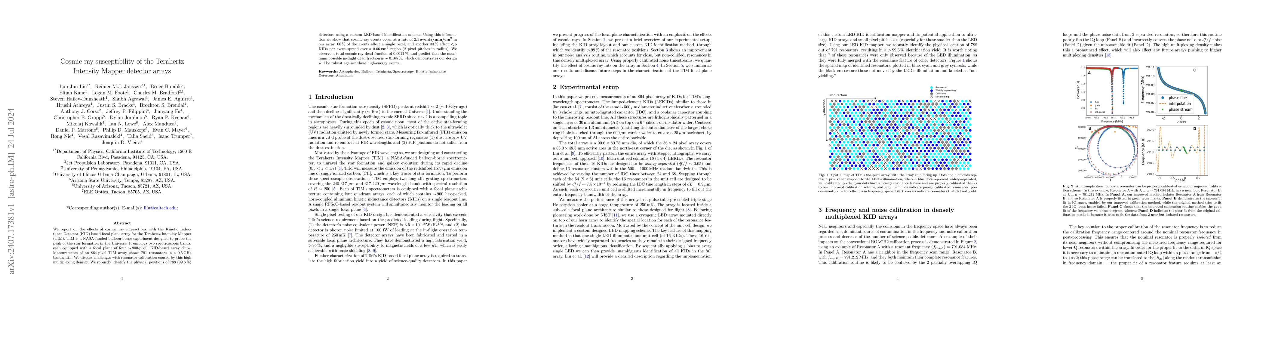 Thumbnail for Cosmic ray susceptibility of the Terahertz Intensity Mapper detector
  arrays