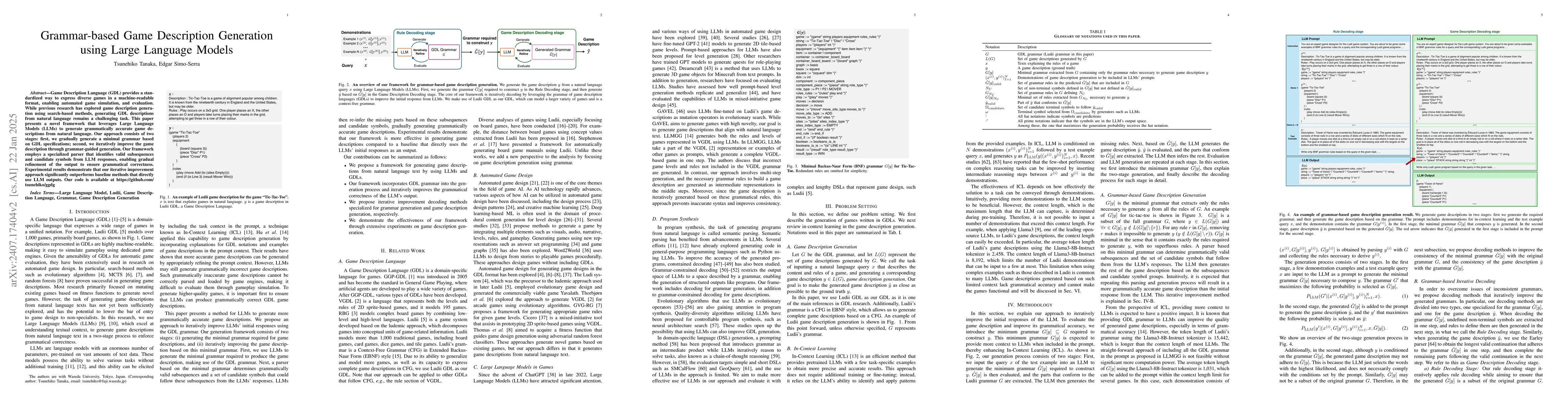 Thumbnail for Grammar-based Game Description Generation using Large Language Models