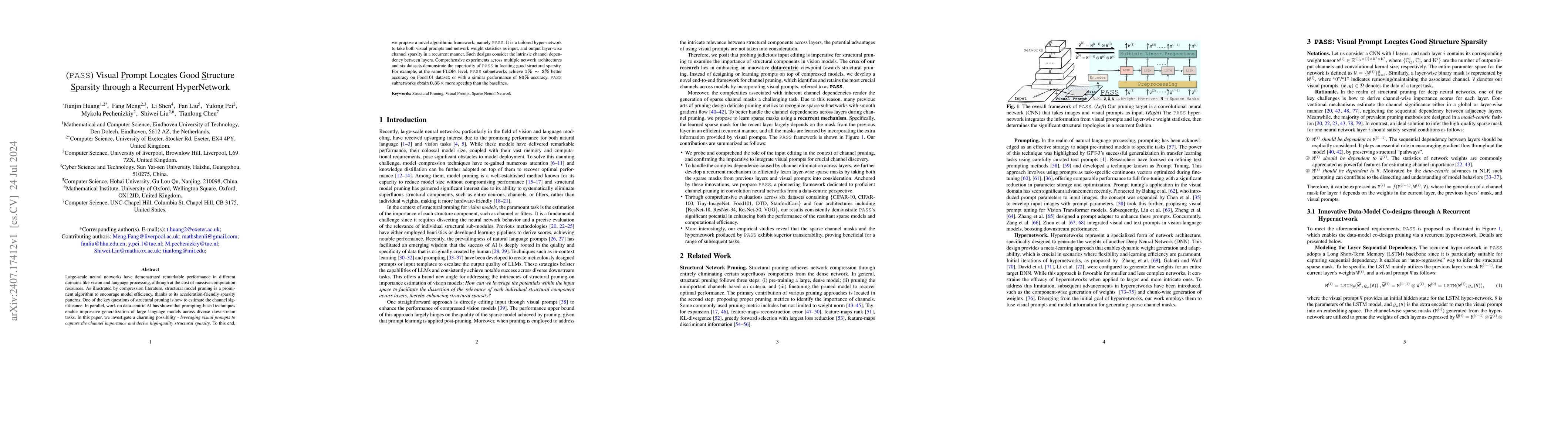 Thumbnail for (PASS) Visual Prompt Locates Good Structure Sparsity through a Recurrent
  HyperNetwork
