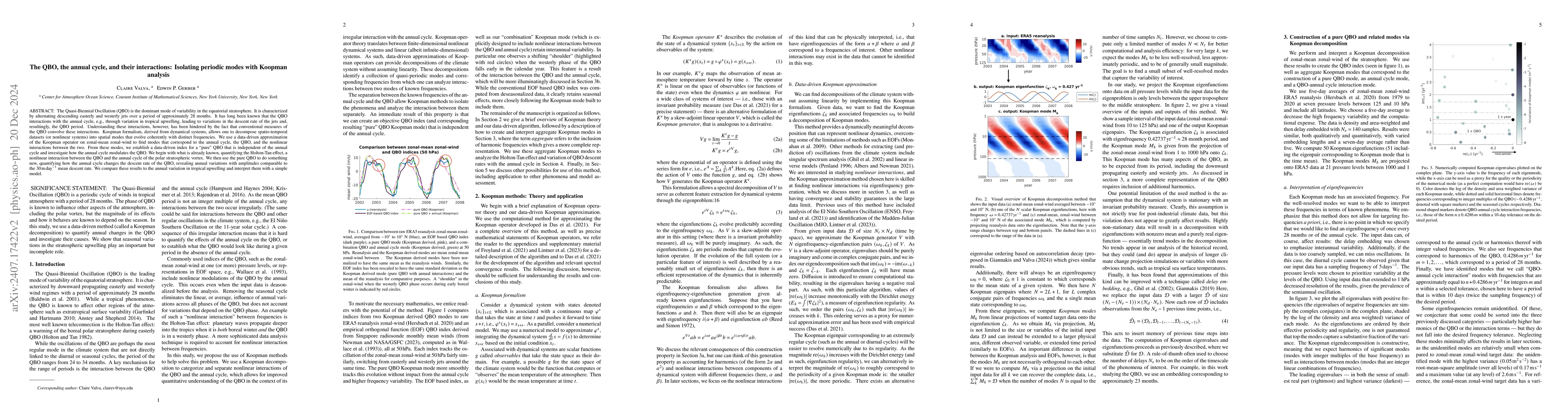Thumbnail for The QBO, the annual cycle, and their interactions: Isolating periodic
  modes with Koopman analysis