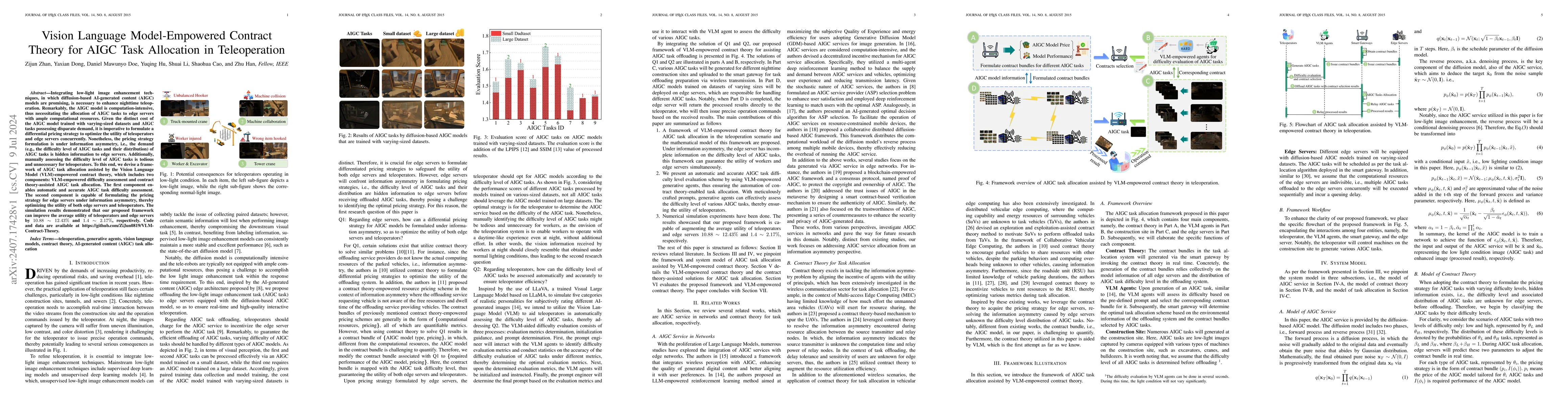 Thumbnail for Vision Language Model-Empowered Contract Theory for AIGC Task Allocation
  in Teleoperation