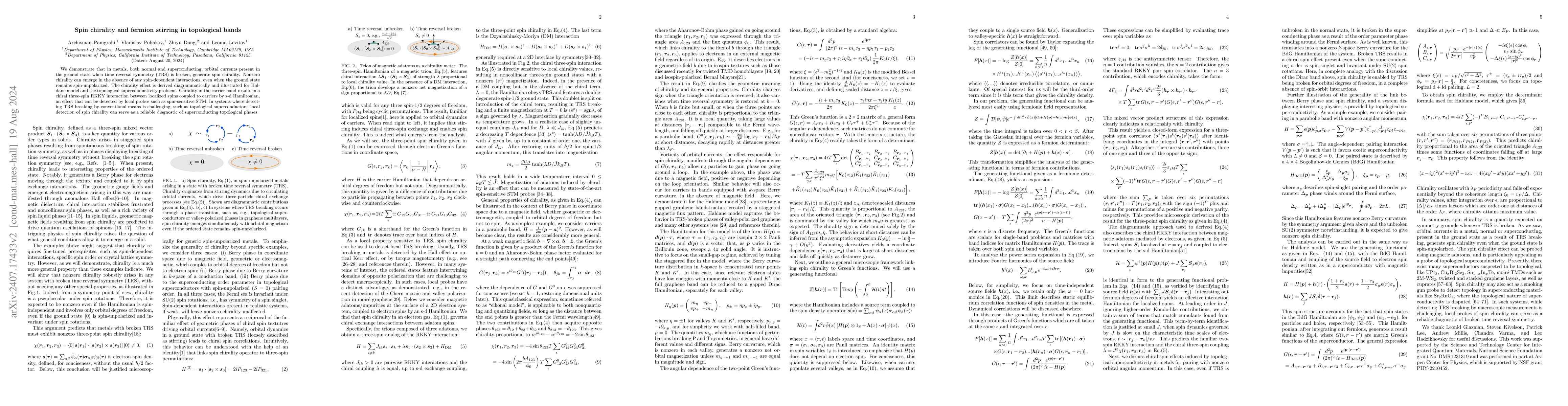Thumbnail for Spin chirality and fermion stirring in topological bands