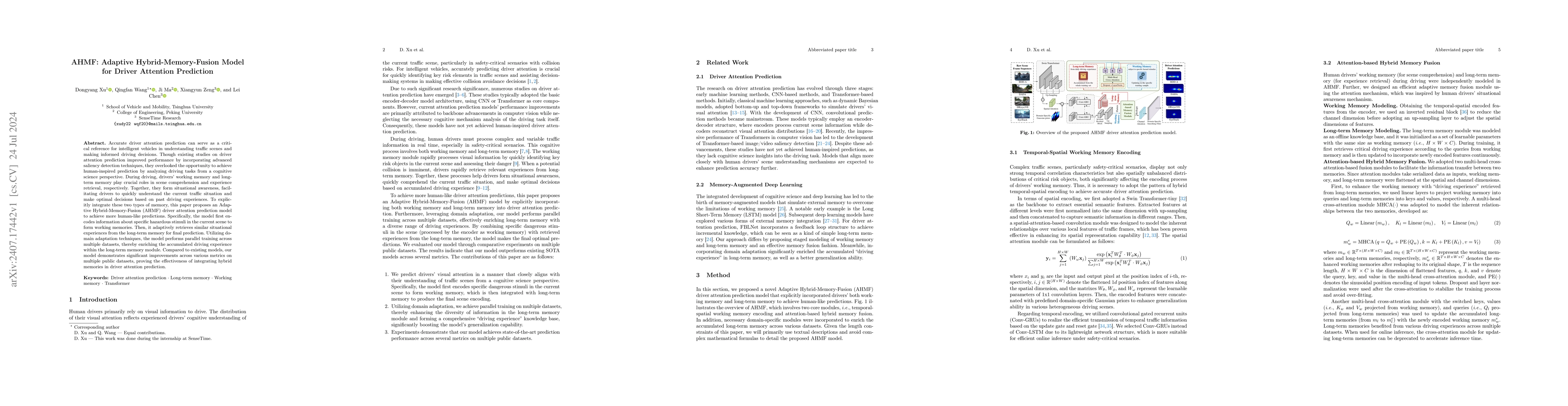 Thumbnail for AHMF: Adaptive Hybrid-Memory-Fusion Model for Driver Attention
  Prediction