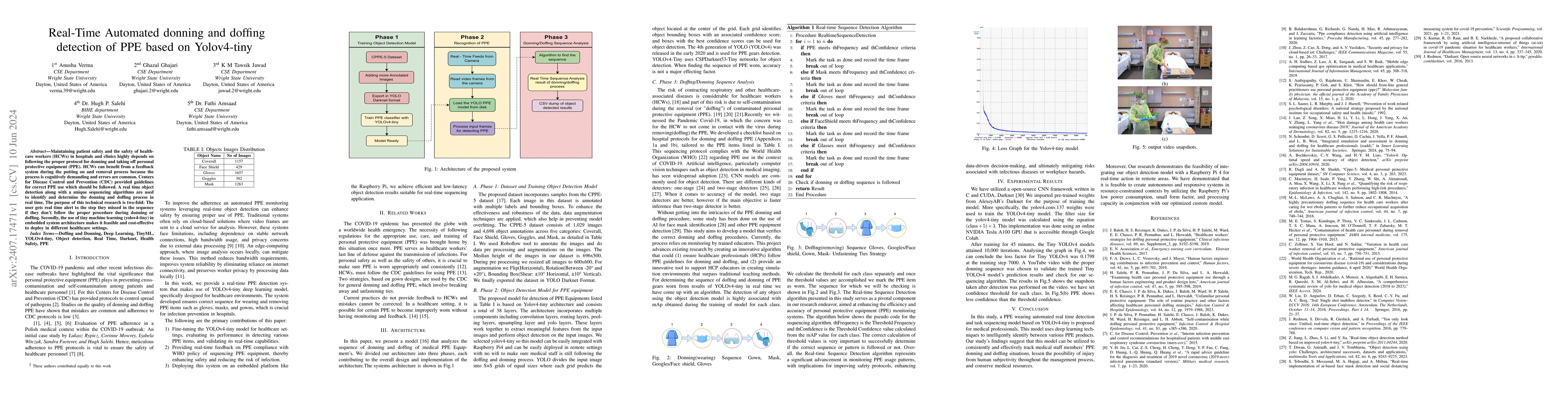 Thumbnail for Real-Time Automated donning and doffing detection of PPE based on
  Yolov4-tiny