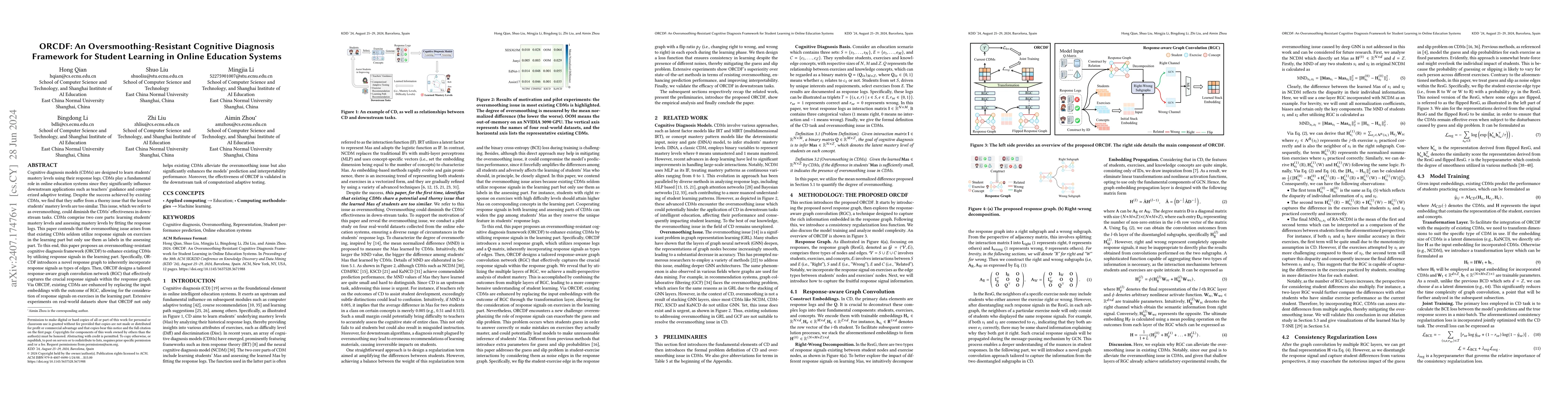 Thumbnail for ORCDF: An Oversmoothing-Resistant Cognitive Diagnosis Framework for
  Student Learning in Online Education Systems