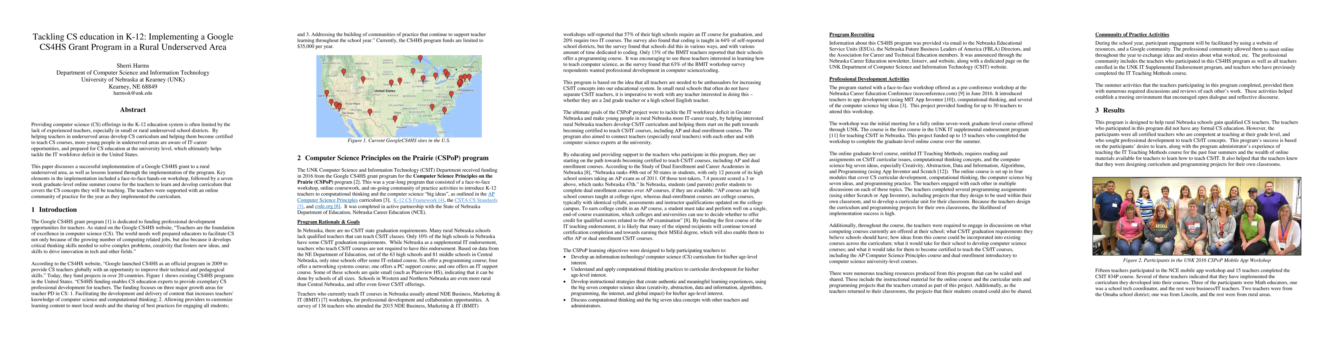Thumbnail for Tackling CS education in K-12: Implementing a Google CS4HS Grant Program
  in a Rural Underserved Area