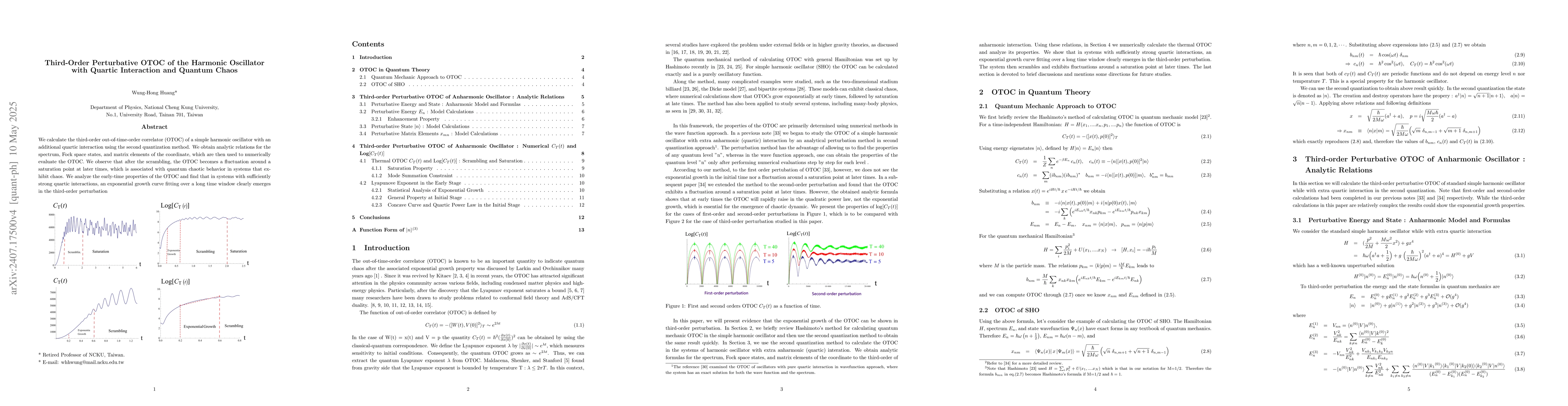 Thumbnail for Third-Order Perturbative OTOC of the Harmonic Oscillator with Quartic
  Interaction and Quantum Chaos