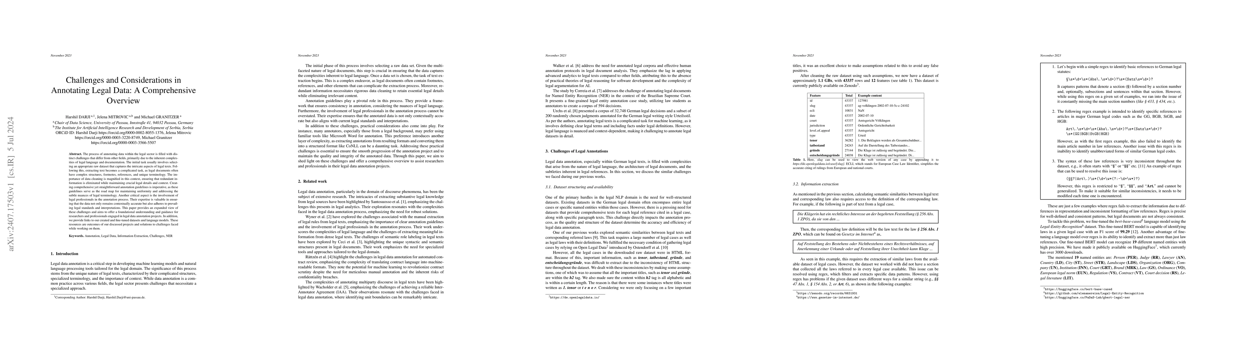 Thumbnail for Challenges and Considerations in Annotating Legal Data: A Comprehensive
  Overview