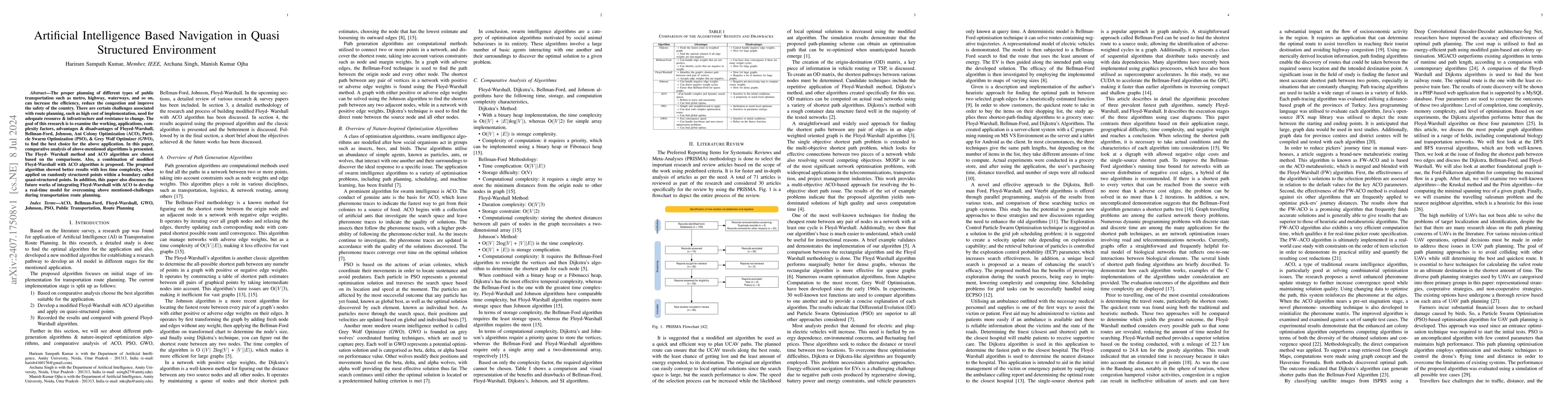 Thumbnail for Artificial Intelligence Based Navigation in Quasi Structured Environment
