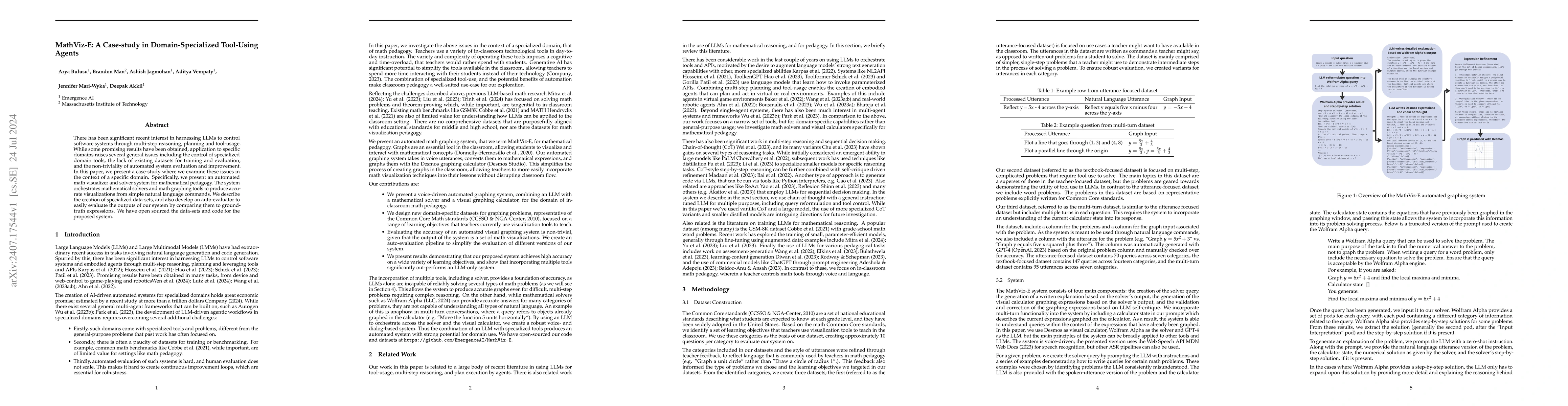 Thumbnail for MathViz-E: A Case-study in Domain-Specialized Tool-Using Agents