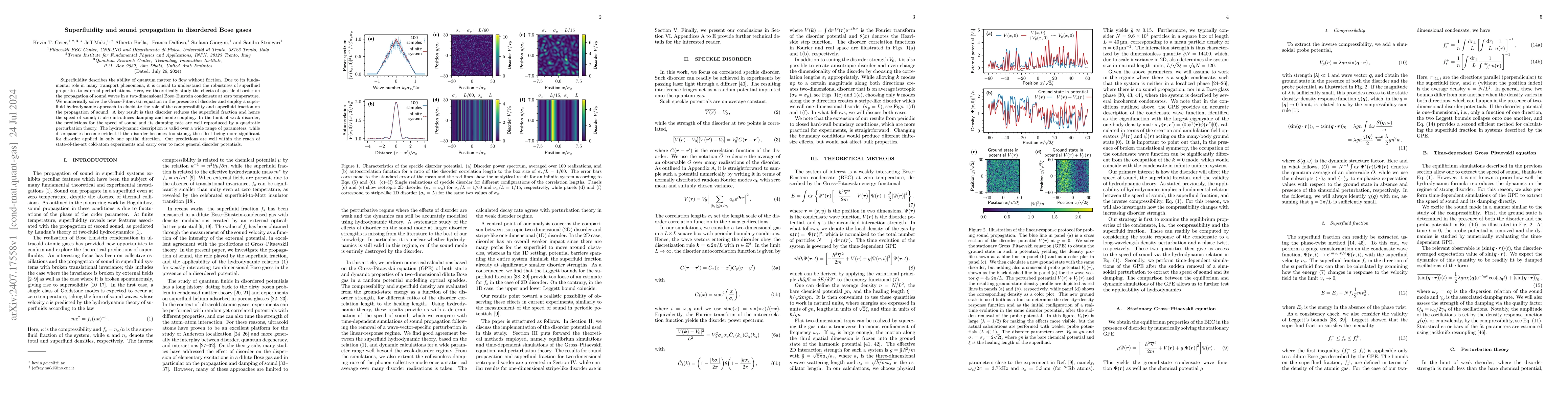 Thumbnail for Superfluidity and sound propagation in disordered Bose gases